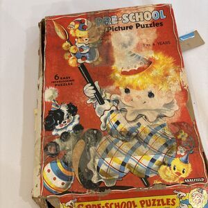 Vintage 1955 Saafield Pre School Picture Puzzle Box Set Of 6 #7457 *missing Pcs